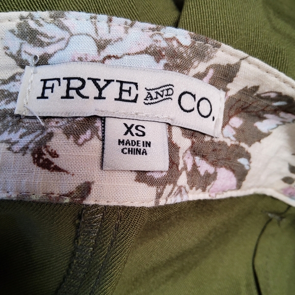 Frye and Co. Wide Leg Crop Trousers Pants Size XS Olive Green New - Picture 5 of 7